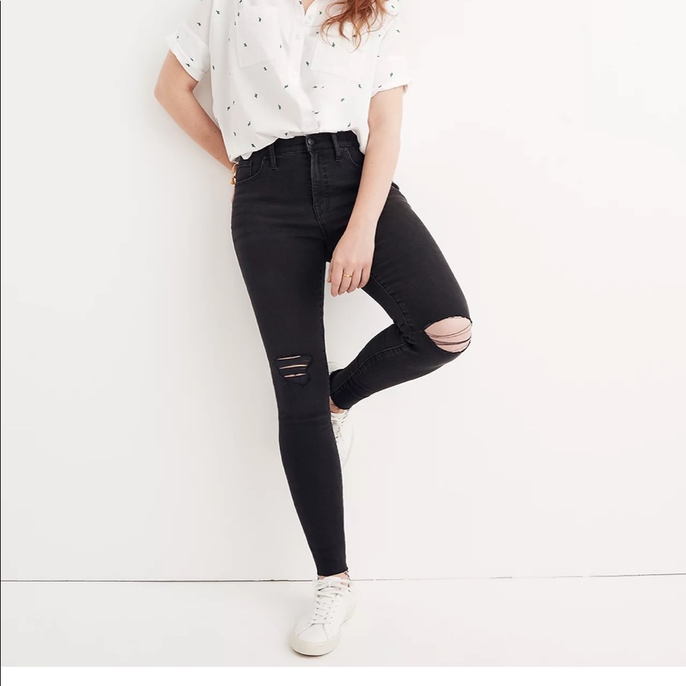 Womens MADEWELL 9” mid rise skinny jean Black Sea size 24